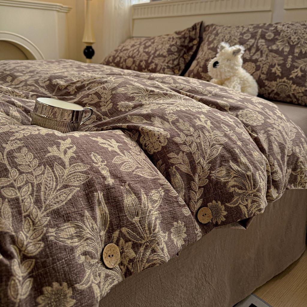 Ins Princess Bedding Set Simple Floral Duvet Cover Pillowcases Flat Sheet Single Twin Double Queen Size Home Decor Bed Linen Set