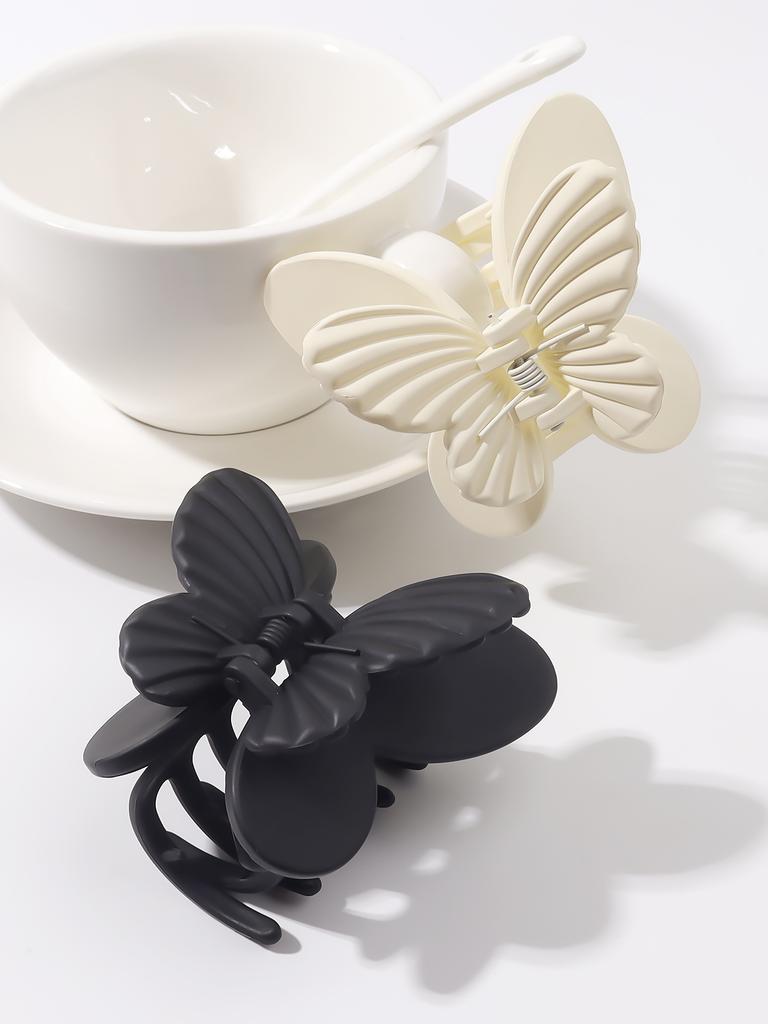 Matte Double 7cm Butterfly Hairpin Grip Clip Temperament Shark Hair Hairpin Hairpin Headgear