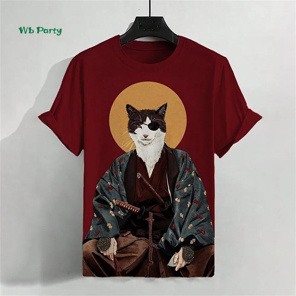 Zomer Rond Hals 3D Japanse Ukiyo-e Patronen Print Top Modieuze Casual Korte Mouw Heren T-shirts