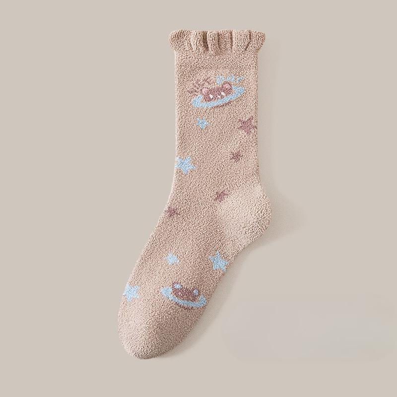 Winter and Autumn Thick and Warm Half-Size Fleece Women's Non-Loose-Material Mid-Calf Stockings Postpartum At-home Maternity Stockings