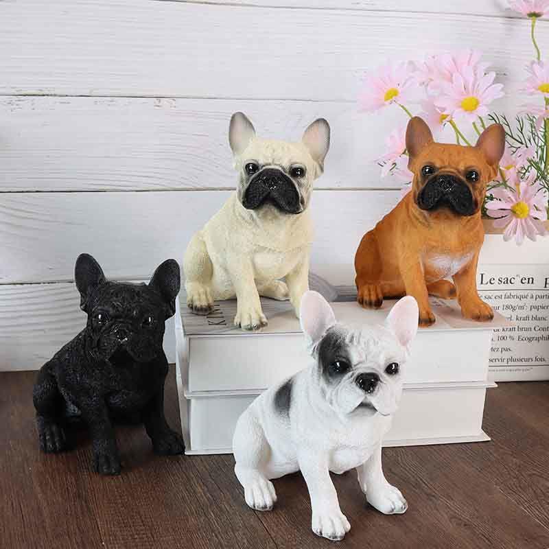 Entzückende Französische Bulldogge Harzfigur: Niedliche Welpendekoration für Wohnzimmer-Schreibtisch