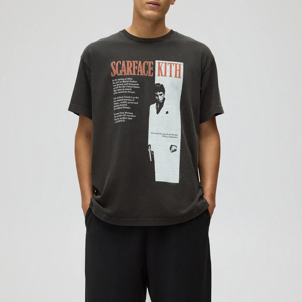 Kith For Scarface Film Poster Vintage Tee Black Men Tops KHM034171-001