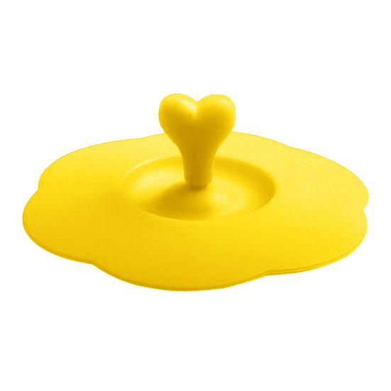 Cup Cover Food-grade Heart Handle Silicone Solid Color Anti-dust Cup Lid for Cup