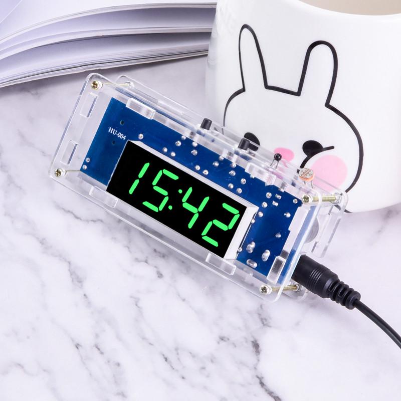 DIY LED Clock Kit: 51 Microcontroller, Light-Controlled, Temperature Display