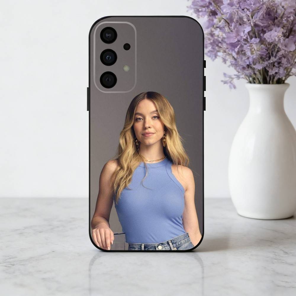 Stunning S-Sydney S-Sweeney Attore Custodia per Telefono Per Samsung Galaxy A73,A72,A71,A70,A53,A52,A51,Cover Nera in Morbido Silicone