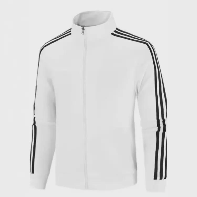 Hanorac Sport Casual Larg cu Trei Bare: Jachetă la modă de culoare uni cu guler înalt pentru primăvară și toamnă