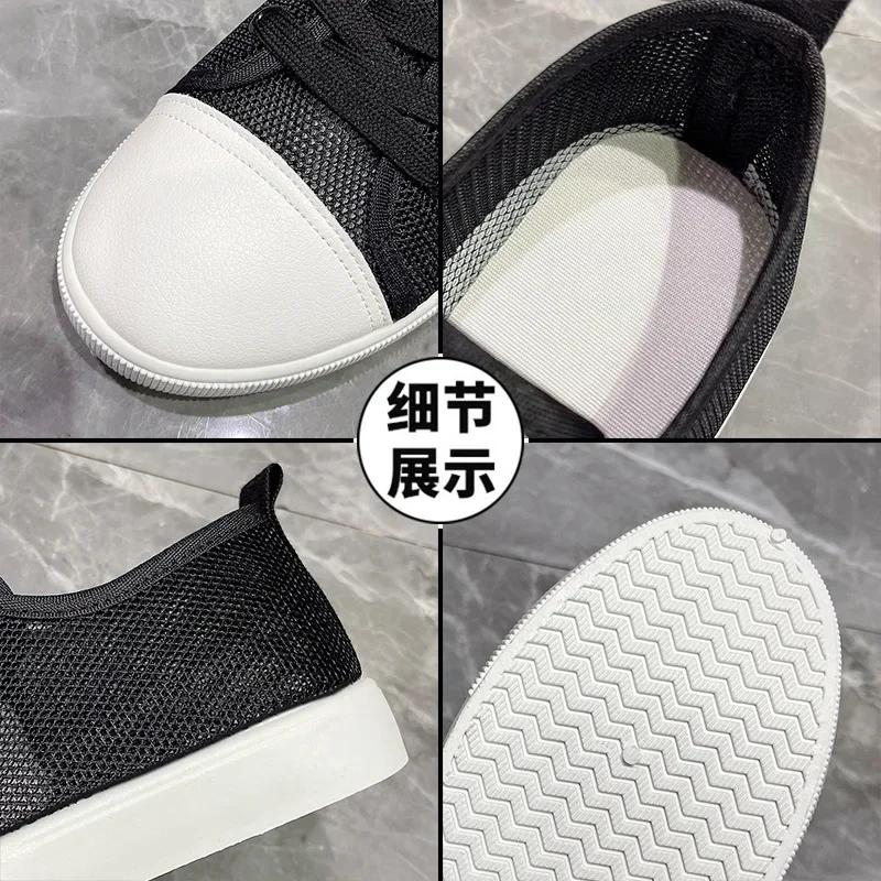 Women Mesh Breathable Vulcanize Shoes Summer Flat Soft Sole Shoe Casual Lace-Up White Sneakers Designer Zapatillas De Mujer