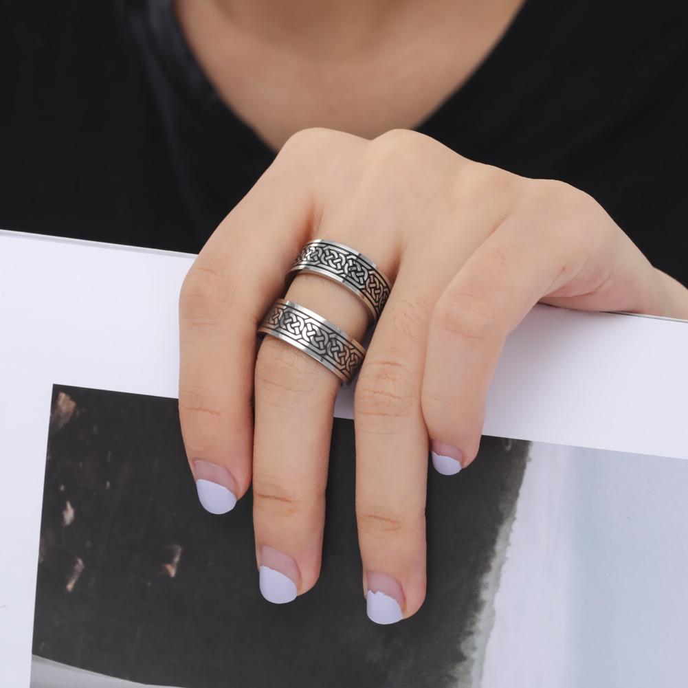 Old Style Retro Viking Rings Vintage Black Norse Runes Jewelry Celtics Knot Ring for Women Men Unique Gift