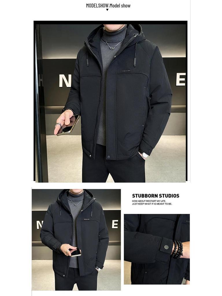 Men's Winter Light Luxury Hooded Down Jacket - Versatile Business Fashion Trend Coat