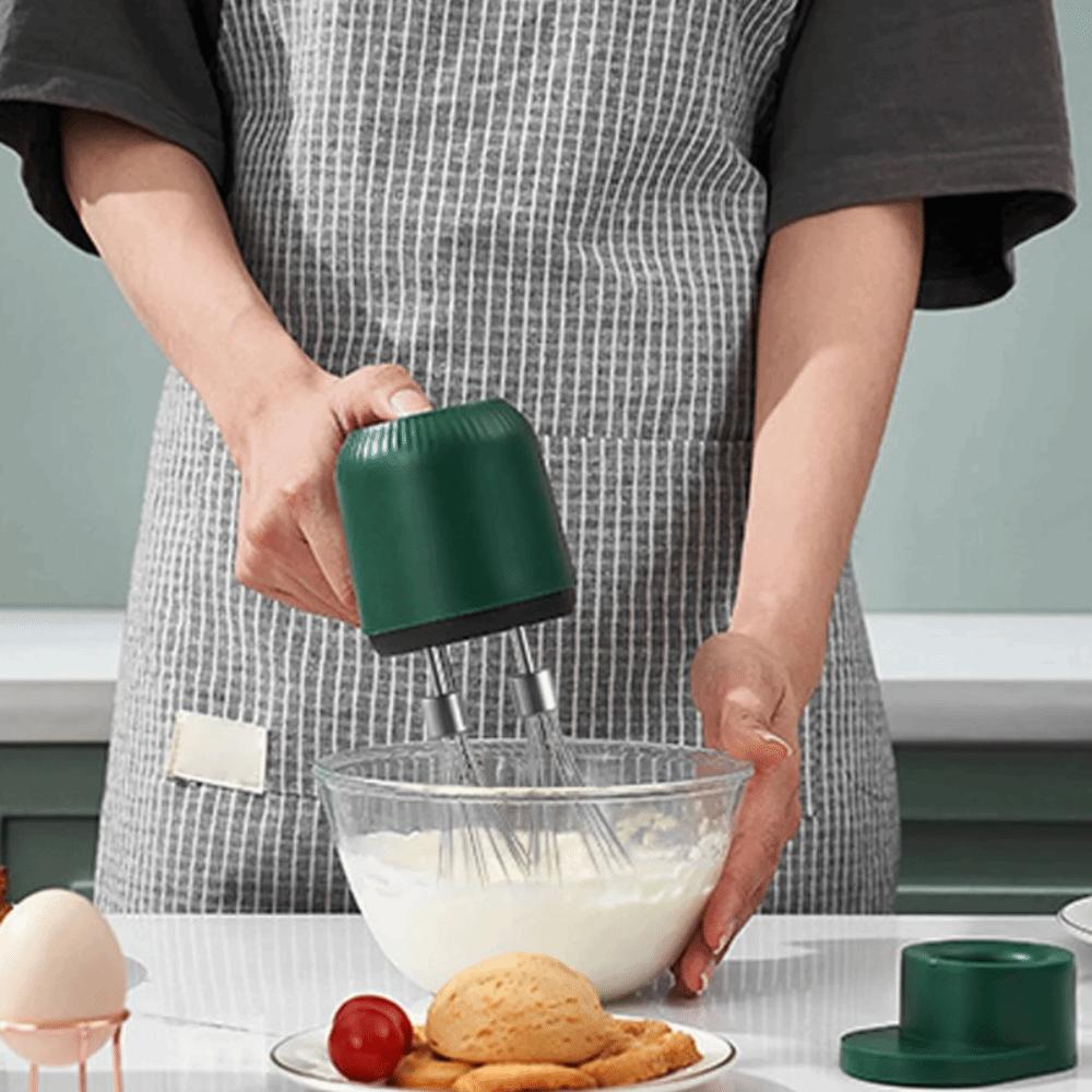 Double Whisk Head Wireless Handheld Electric Egg Beater Automatic Stand-up Design Egg Mixer USB Rechargeable 3 Speed