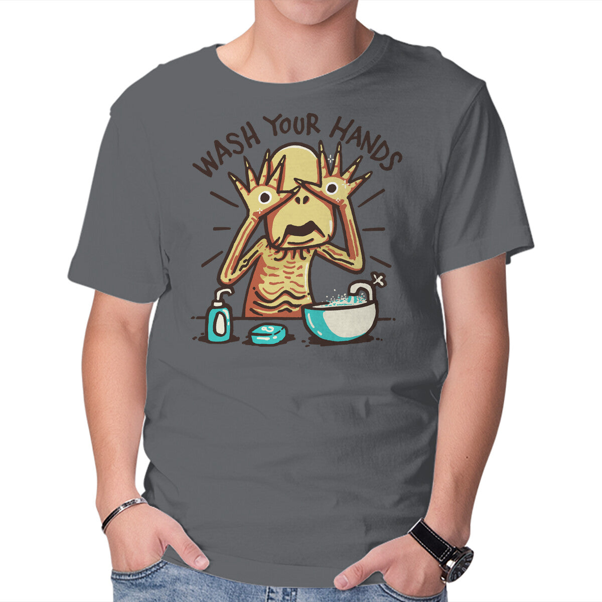 Unisex Crew Neck T-Shirt Dirty Hands Graphic Short Sleeve Casual Tee M