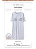 Women's Pure Cotton Loose Mid-Length Nightgown with Bra Pads – Comfortable Anti-Exposure Pajamas for Spring, Suitable for Home or Outdoor Wear.