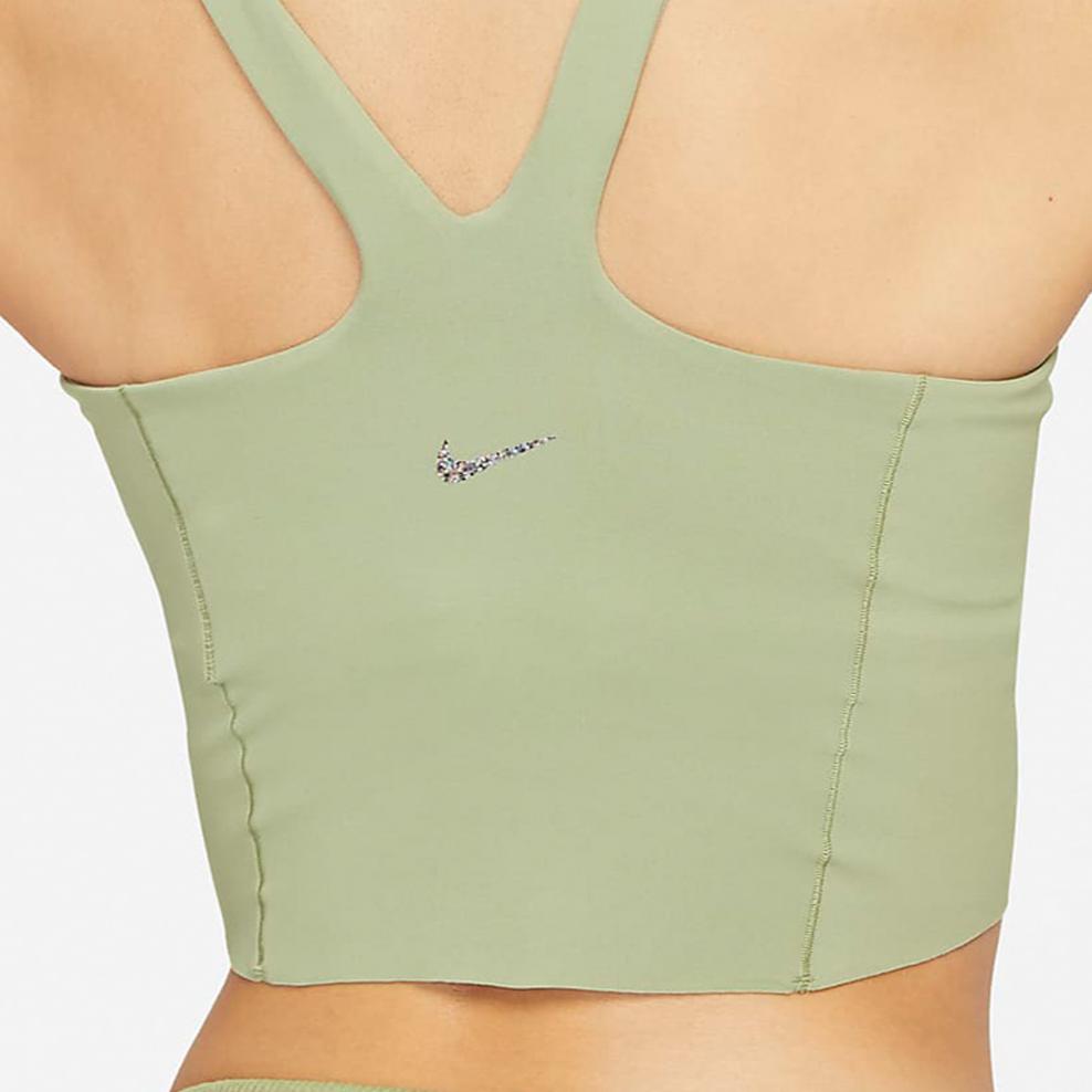 Nike Yoga Dri-Fit Luxe Logo Print Short Sports Tank Top Women Tops Matcha-Green DQ6033-386