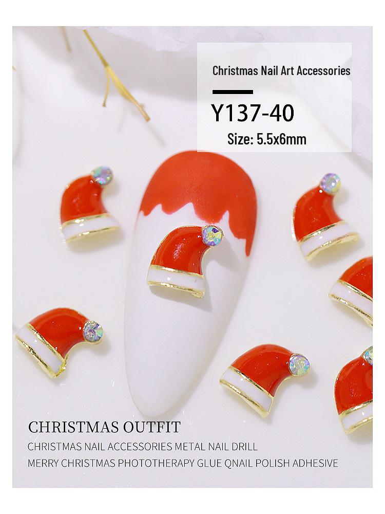 Christmas Alloy Nail Art Decor: Cartoon Santa, Bells, Reindeer, Snowflakes & Rhinestone Accessories