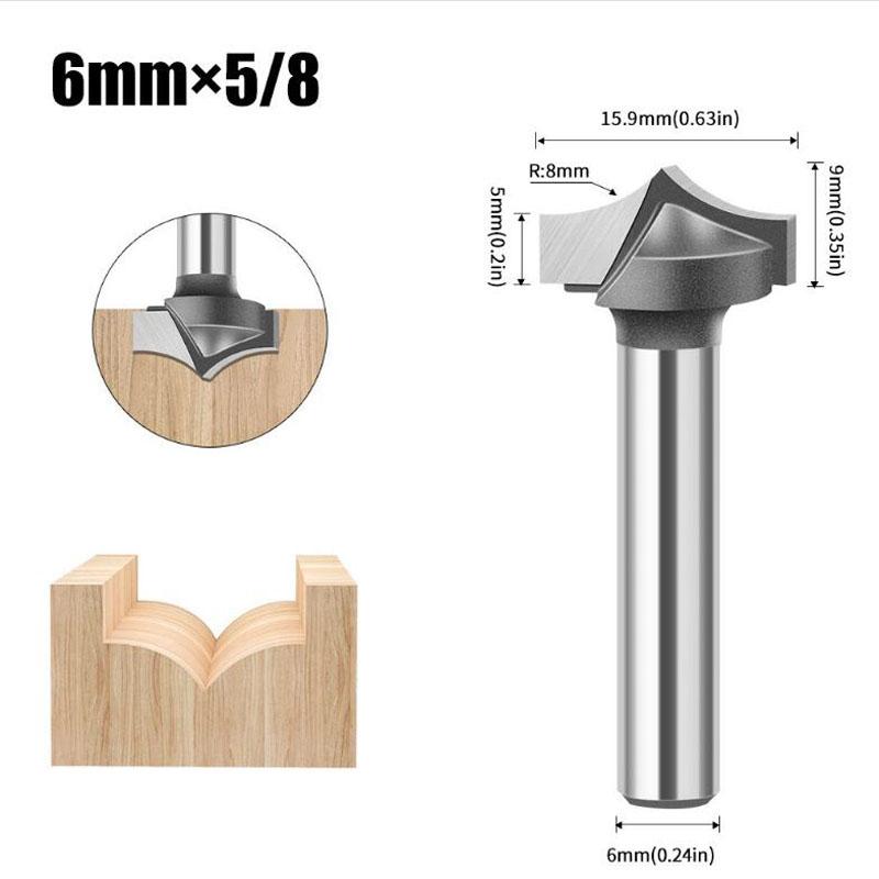 Carbură solidă, tăiată cu vârf rotund, bucăți cu nas rotund, scuturatoare, instrumente, freză pentru prelucrarea lemnului, tijă de 6 mm 1/4 inch