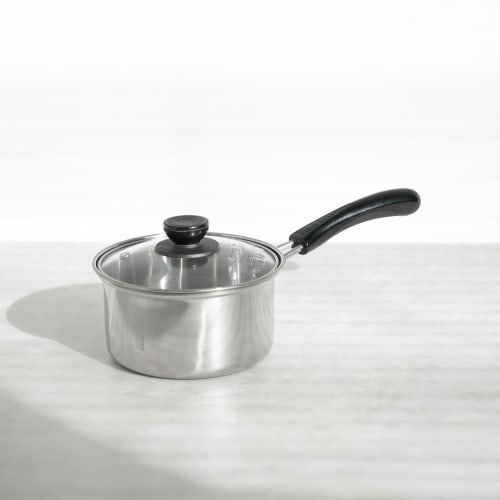 PEARL METAL HB-6511 14cm Stainless Steel Saucepan with Glass Lid, Induction Compatible, Vegic