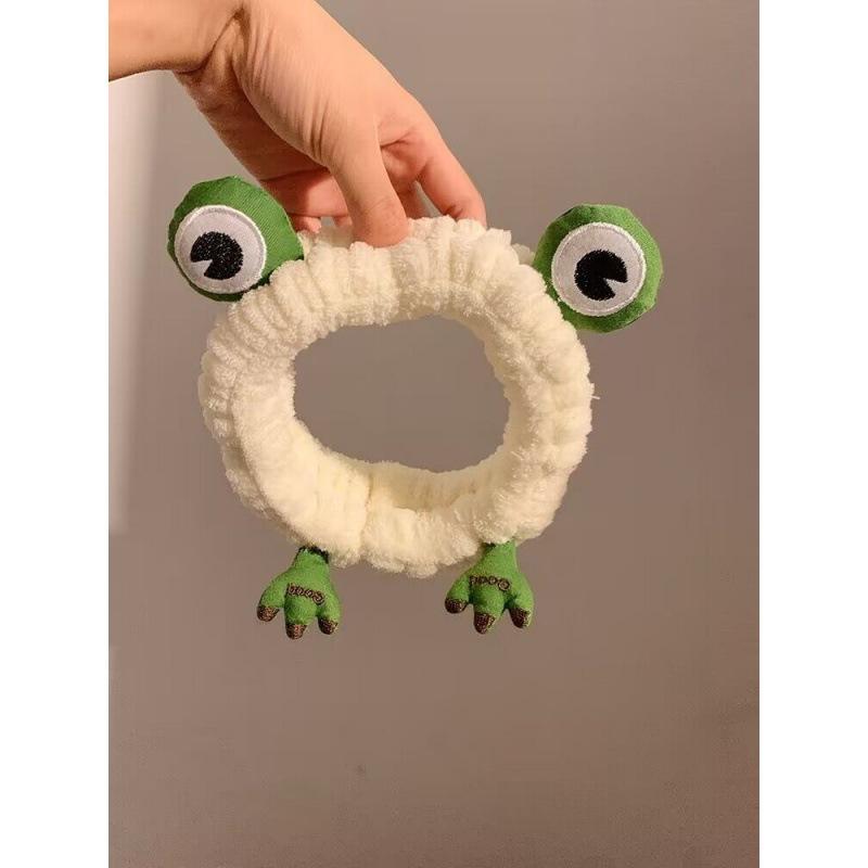 

Мультяшная Забавная Повязка на Голову Лягушка Для Женщин Плюшевая Повязка для Ухода за Кожей Мягкий Макияж Повязки на Голову Повязка на Голову Для Умывания Лица Аксессуары