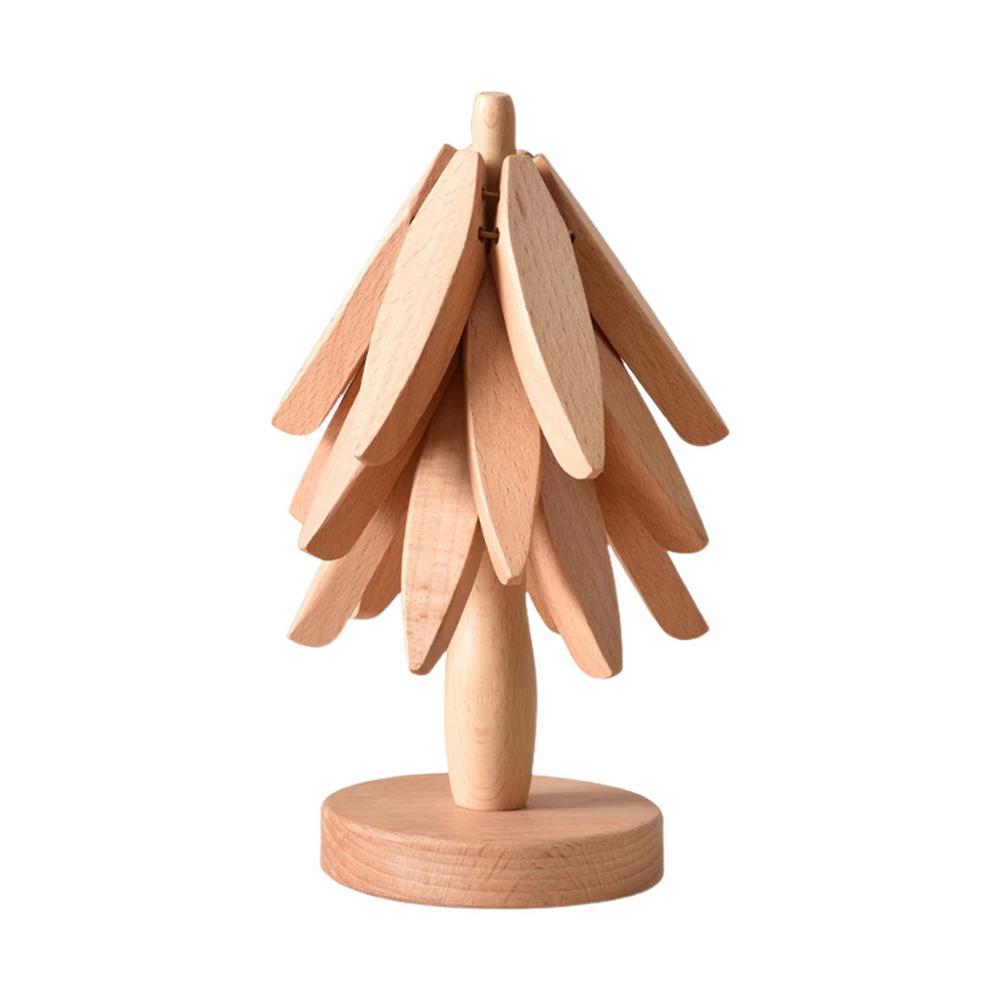 Wooden Tree Coaster Pad Trivet with Heat Insulation Bar Coasters Wooden Trivets for Birthday New Year Christmas Easter