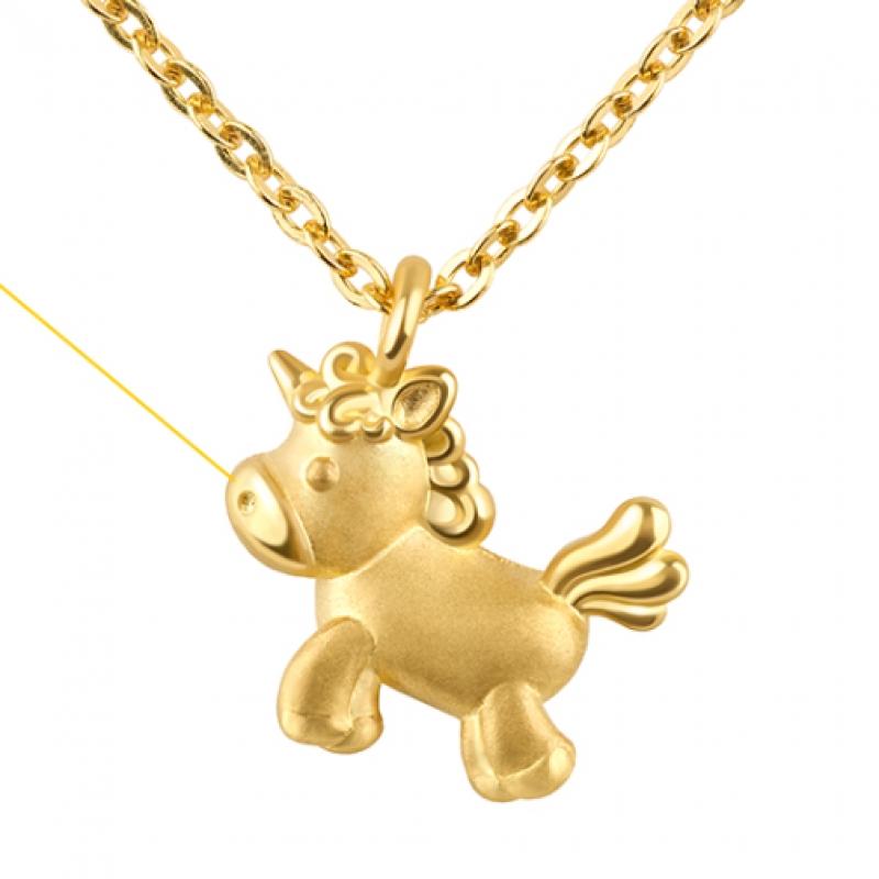 Porti 24k Gold Unicorn Pendant Necklace 1.875g