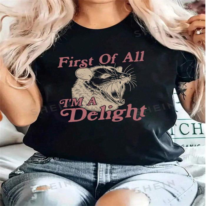 Summer Round Neck Printed Top Fashionable Casual Cute Short Sleeved Women's Pure Cotton T-shirts