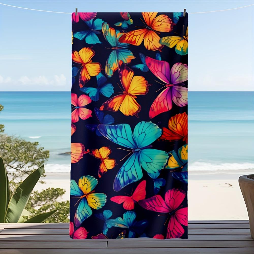 

Vibrant Butterfly Beach Towel Single Sided 2D Quick Dry Microfiber Towel for Pool Beach Swimming Colorful Boho for Nature Lovers W40*H60(CM)