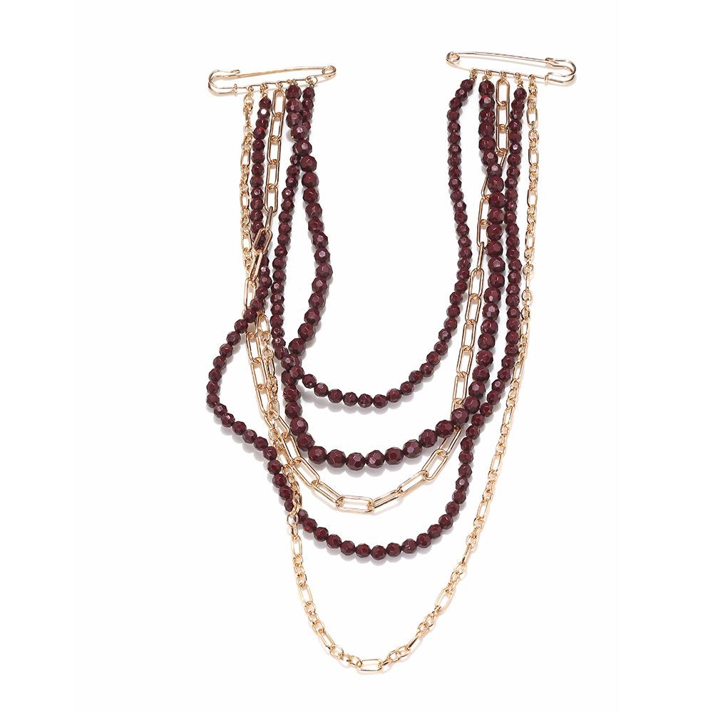 New Elegant Multi-layer Beaded Brooch Luxury Suit Coat Tassel Lapel Pins for Women Fashion Jewelry Accessory
