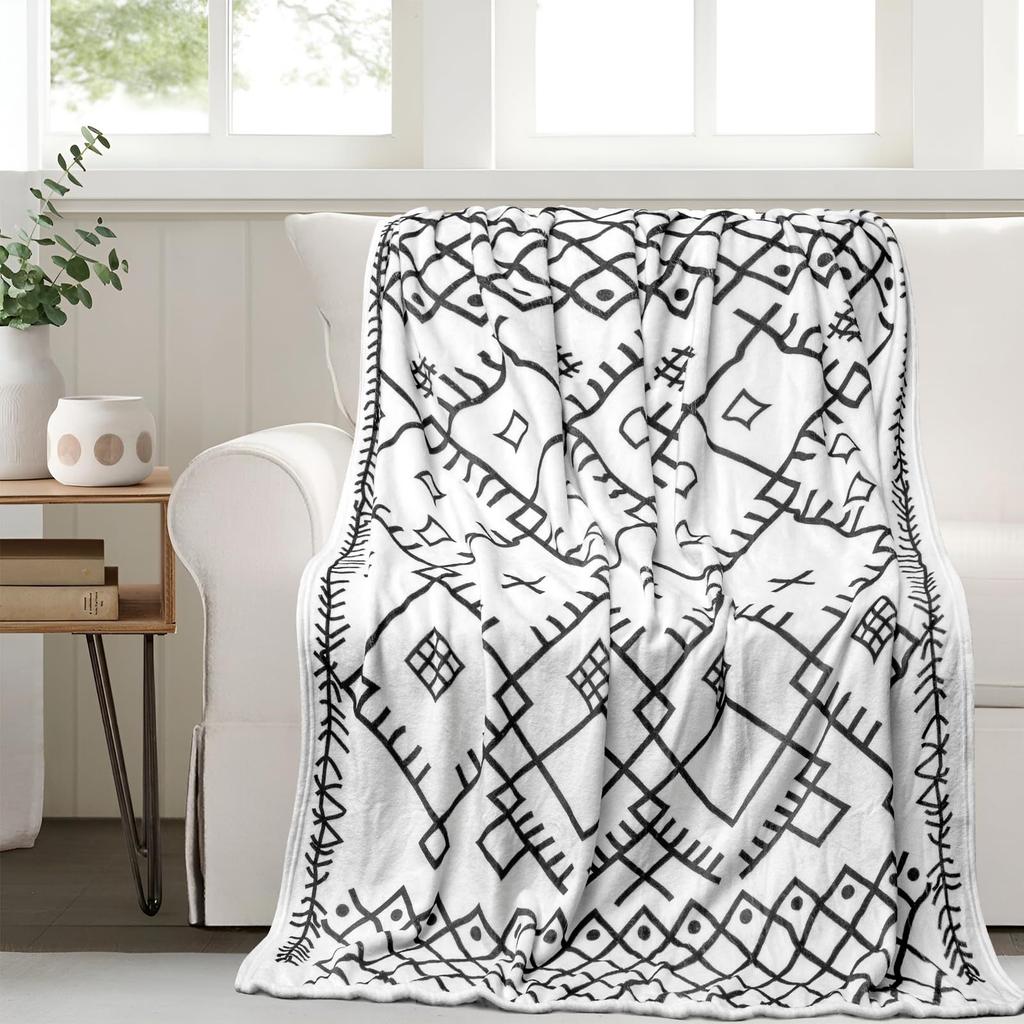 Geometric Print Flannel Blanket Nap Thermal Blanket Sofa Blanket