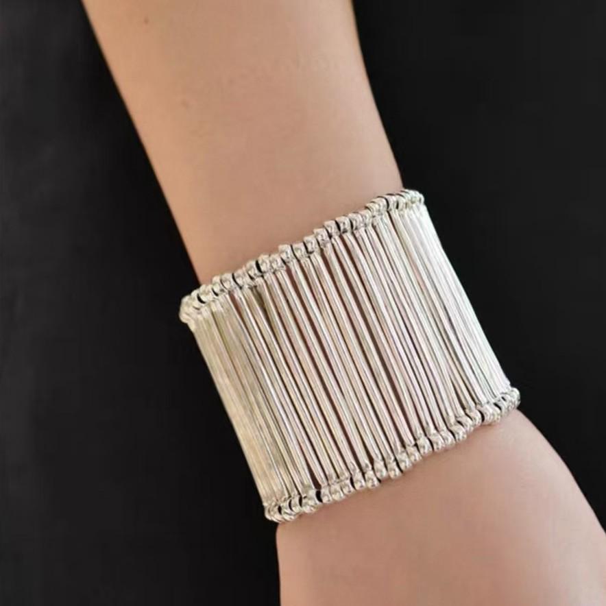 Элегантный геометрический широкий эластичный браслет-веревка для женщин - Французский дизайн