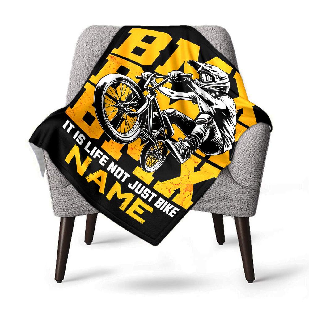 Bmx Bike Home Customize Your Name Blankets Comfortable Soft Lightweight Multiseasonal Blanket For Picnics Sofas Offices Beds Living Rooms Perfect Gift