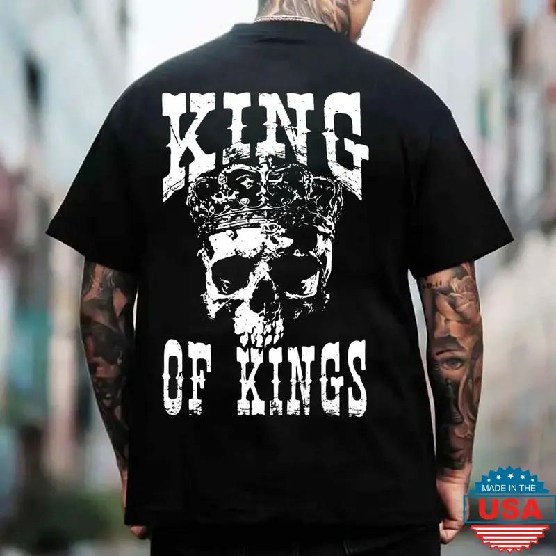 KING OF KINGS Skull With Crown Print Men s Unisex T-Shirt L