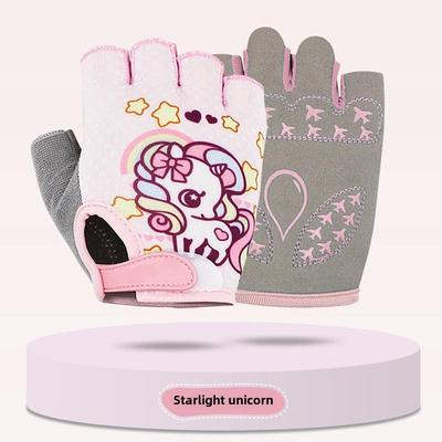 Guantes de Ciclismo de Dibujos Animados para Niños - Guantes Deportivos Transpirables de Medio Dedo con Absorción de Impactos y Antideslizantes para Bicicleta y Bicicleta de Equilibrio.