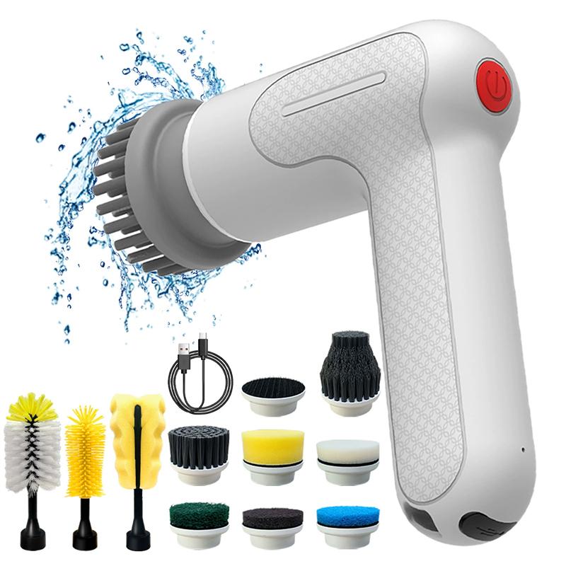 Electric Spin Scrubber Cleaning Brush Dish Kitchen Countertop Scrub Rechargeable Cordless Dishwashing Handheld Spin Scrubber белый