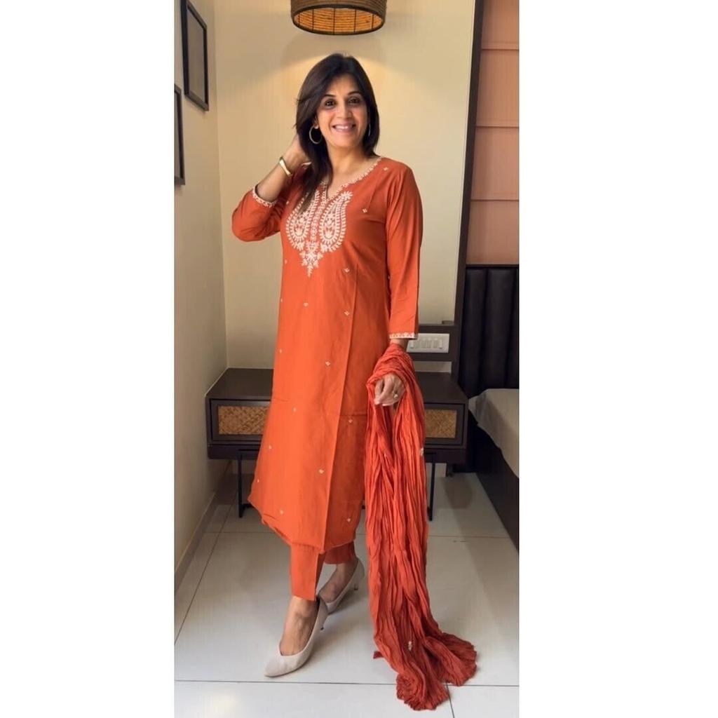 Women Designer Ready To Wear Kurta Pant Dupatta Set Party Wear Top Tunic Kurti VF-20187