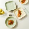 Cream Ceramic Plate Vegetable Plate Household Simple Tray Disc Square Plate Internet Celebrity Tableware Light Luxury Nordic Style