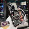 Shockproof Glitter Plating Crystal Bracelet Magsafe Phone Holder Case For Huawei Pura 70 Ultra P60 P50 P40 P30 Lite Pro Cover