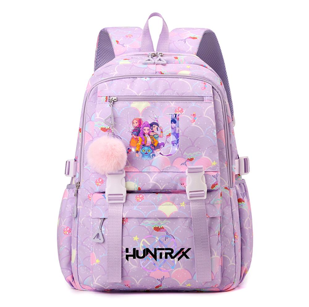 Anime 26 English Letters Printed Backpack Schoolbag for Teenager Student Girl Boy Bookbag Large Capacity Waterproof Travel Bag Gift Mochila