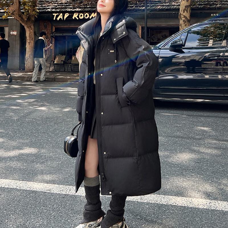 Yalu RS Damen Lange Winter Daunenjacke mit Kapuze