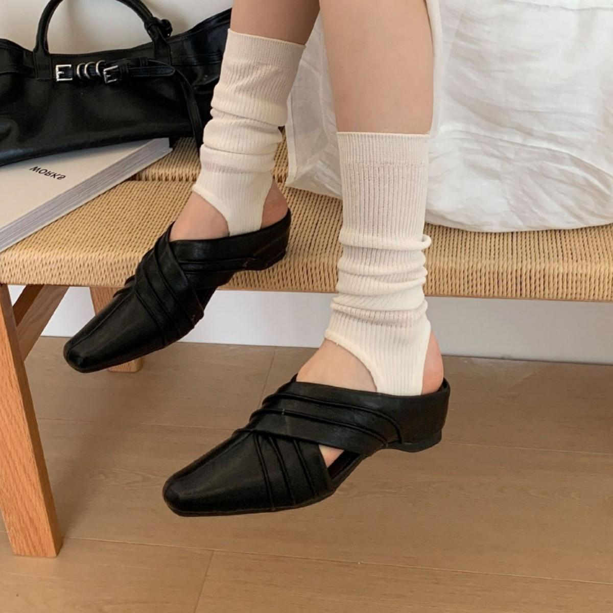 Inner Heightening Bag Head Half Slippers Women S Summer Outer Wear Versatile Square Head One Pedal Lazy Muller Shoes 35