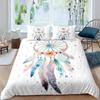 Dream Catcher Printed Duvet Set Bohemian Feather Design Bedding Set Three-Piece Set