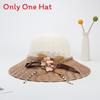 Straw Hat Women Summer Sunshade Wide Brim With Flower Pattern For Beach Vacation