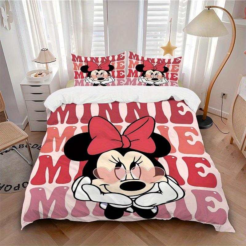 

3pcs set Minnie Mouse1pc of quilt cover+2pcs of pillowcase, no core, print bedding, All Seasons Bedroom Setting031 135x200cm