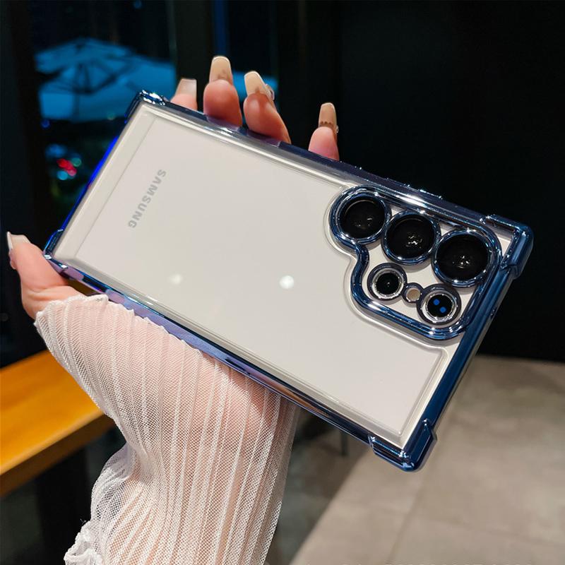 Beschichtung Transparent Klar Stoßfest Abdeckung Kamera Objektiv Volle Schutzhülle Handy Zurück Fall für Samsung