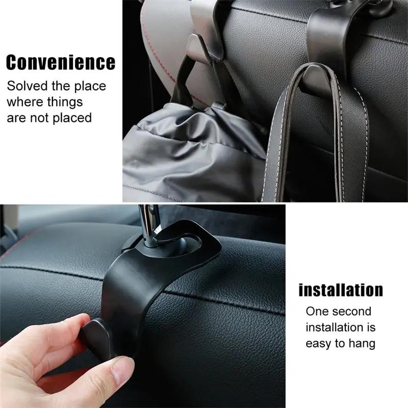 Car Rear Seat Headrest Hooks 4pcs/2pcs Black Rear Seat Hooks Car Handbags Clothes Grocery Bags Car Interior Accessories