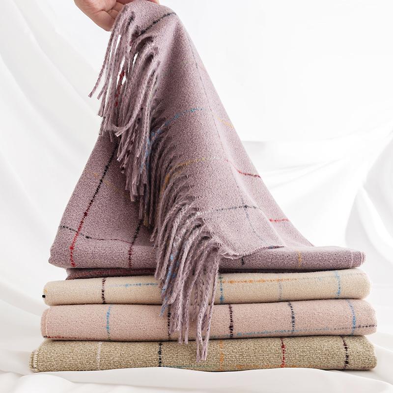 Winter Plaid Scarf Women'S Korean Version Commuting Cold Resistant Scarf Elongated Elegant Warm Shawl Plaid Scarf