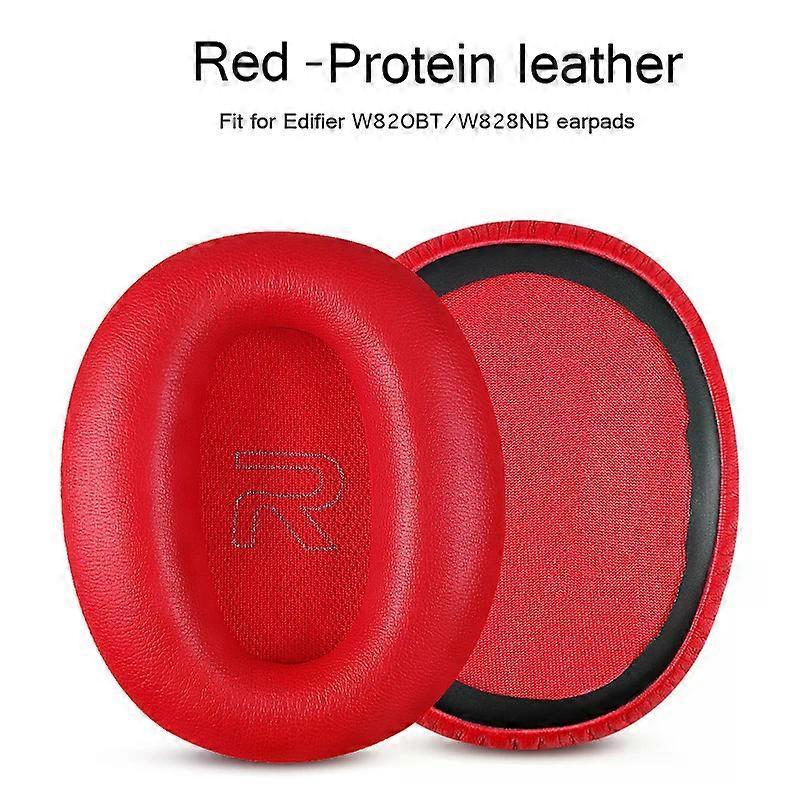 W820BT Ear Pads - 1 Pair Protein Leather Ear Pads Replacement Cushion for Edifier W828NB Headphones Gamer Earpads Cover Red