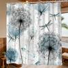 Watercolor Dandelion Floral Shower Curtain Boho Blue White Nature Art Bathroom Waterproof Shower Liner Decor