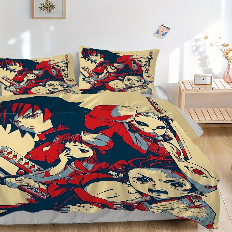 3pcs The Demon Slayer's Unlikely Heroes Print Cover Set Ultra Soft, Breathable, and Comfortable Bedding with Stylish Design for Bedroom and Guest