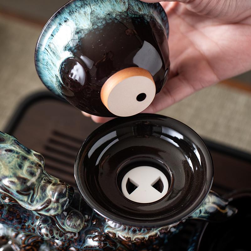 1 set, creative lazy tea set, semi-automatic dragon teapot, magnetic rotating water-conducting tea set, Chinese Kung Fu tea set
