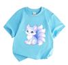 Kids Boys Girls 100% Cotton Crew Neck Short Sleeve T-Shirt, Cute Glowing Crescent Moon Star Fox Print Soft Casual Tee for Children Daily Wear