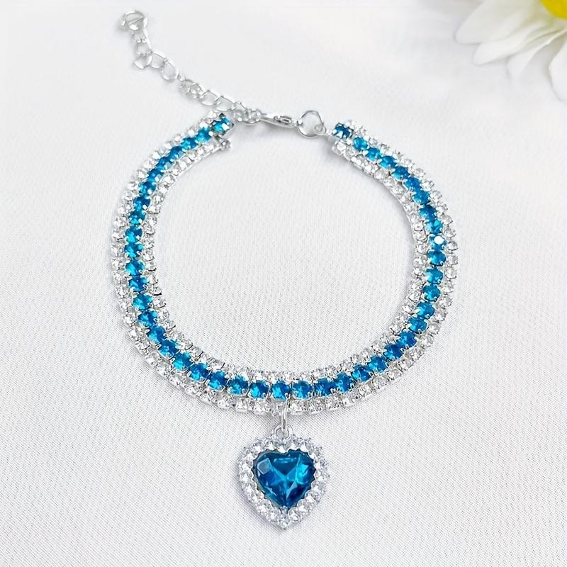 

1pc Pet Love Pendant Necklace Small Pet Necklace Cat Dog Collie Duck Pet Necklace Suitable for Daily Outing and Party Outfits синий